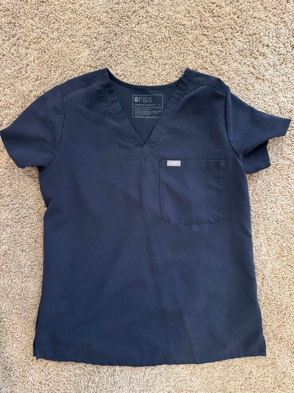 women's Quiet Navy Catarina - One-Pocket Scrub Top - S / Quiet Navy